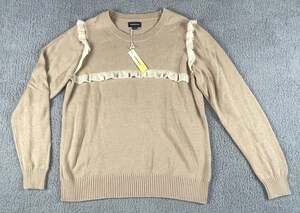 Summersalt Women's XL Moonlight Beige The Year-Round Crewneck Ruffle Sweater